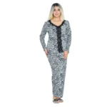 ست زنانه بلوز یقه هفت گیپوری و شلوار موهر چاپی